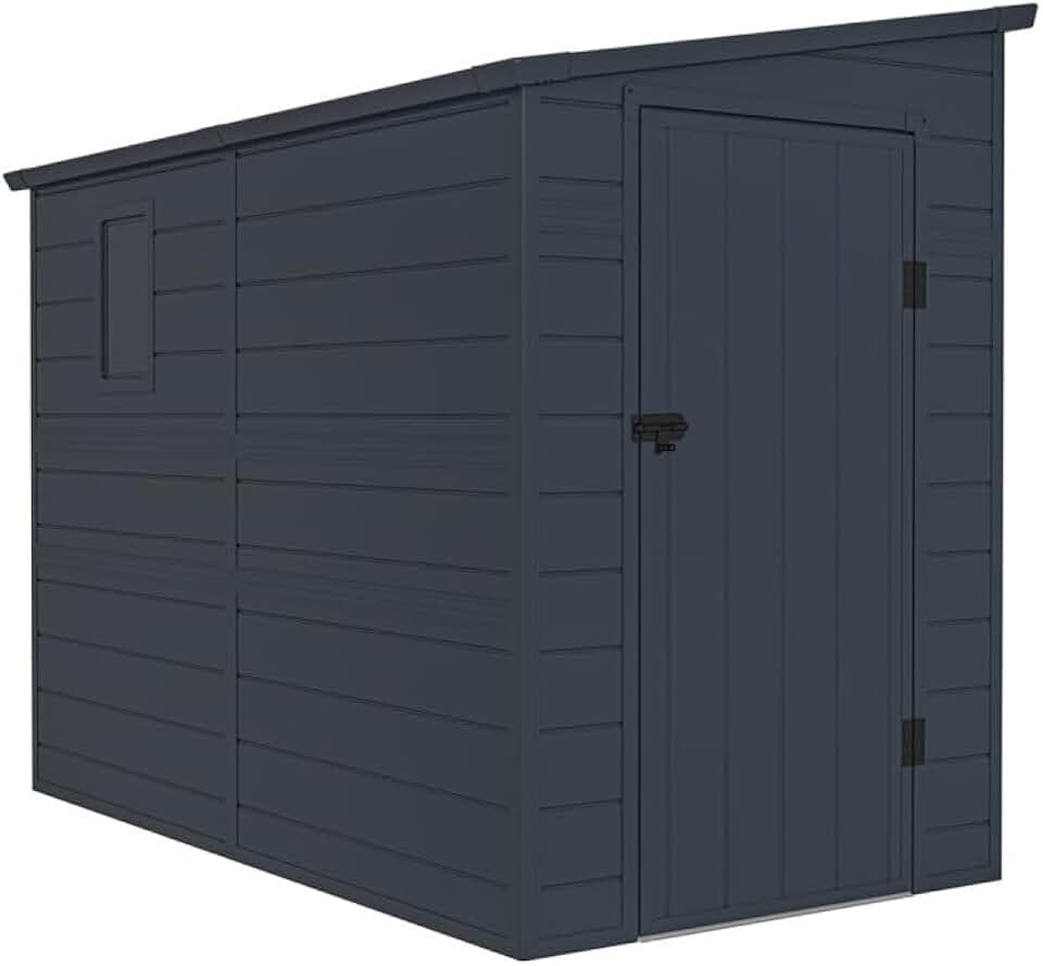bleujardin - Abri adossé en résine 3,55m², fenêtre, aération, kit, acier