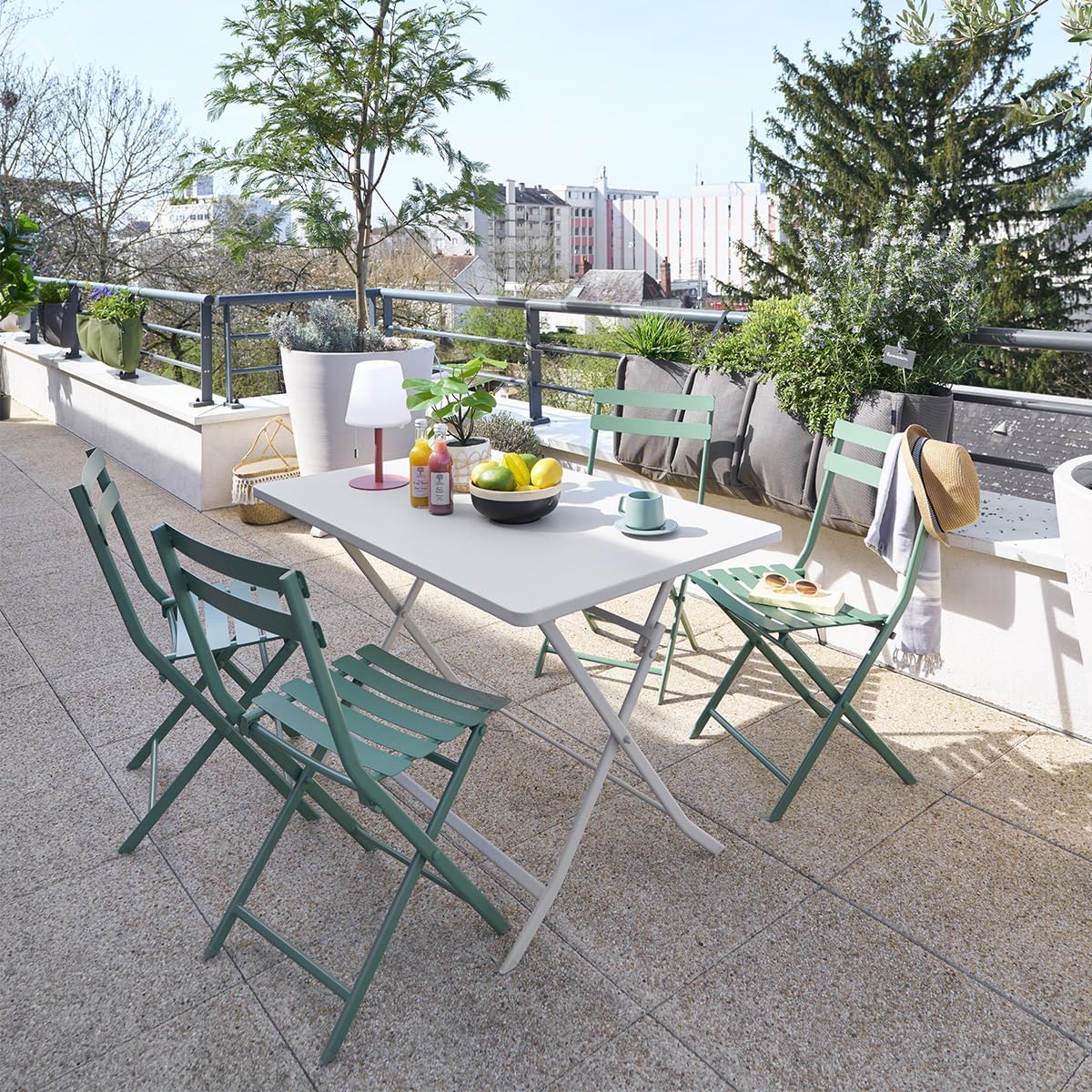 bleujardin - Greensboro pliante rectangle 4 places - acier renforcé - 110x70 cm