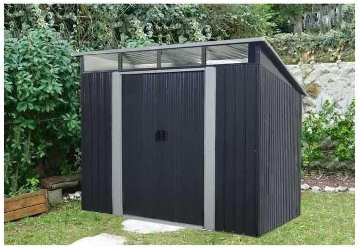 bleujardin Abri de Jardin en métal 4,59m² - 2 Portes coulissantes - Gris Anthracite