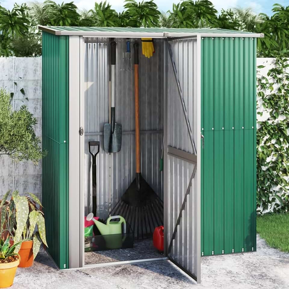 bleujardin - abri de jardin en acier galvanisé vert - 180x97x200 cm - extérieur robuste