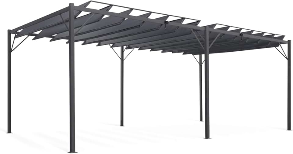 bleujardin - Pergola lames orientables série 3x6 m gris anthracite