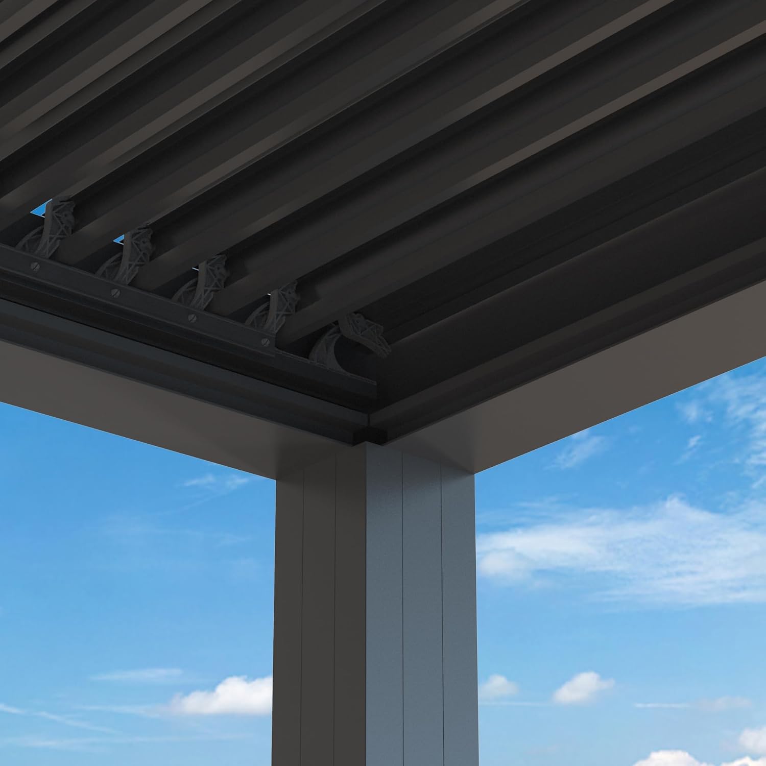 bleujardin - Pergola Bioclimatique 6x3,68m - aluminium, stores, lames orientables
