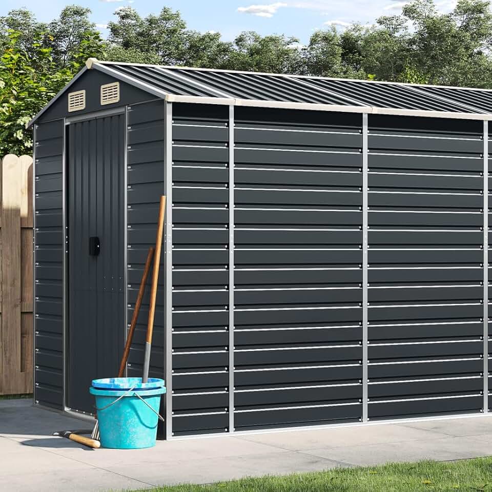 bleujardin Abri de Jardin Anthracite 191x555x198 cm Acier galvanisé,Abris De Jardin,Abri De Stockage pour Jardin,Abri D'Outils De Jardin