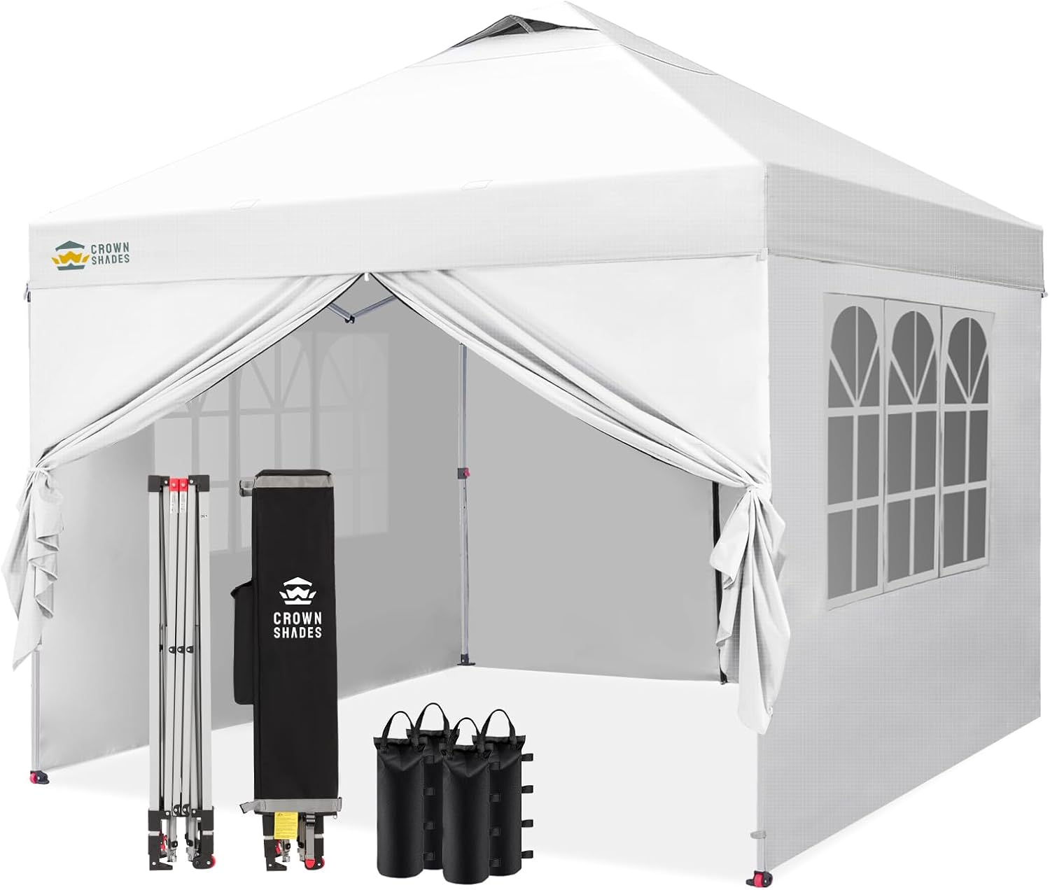 bleujardin - Tonnelle Pliante - 3x3m - Imperméable, UPF 50+, 4 parois, sacs, blanc