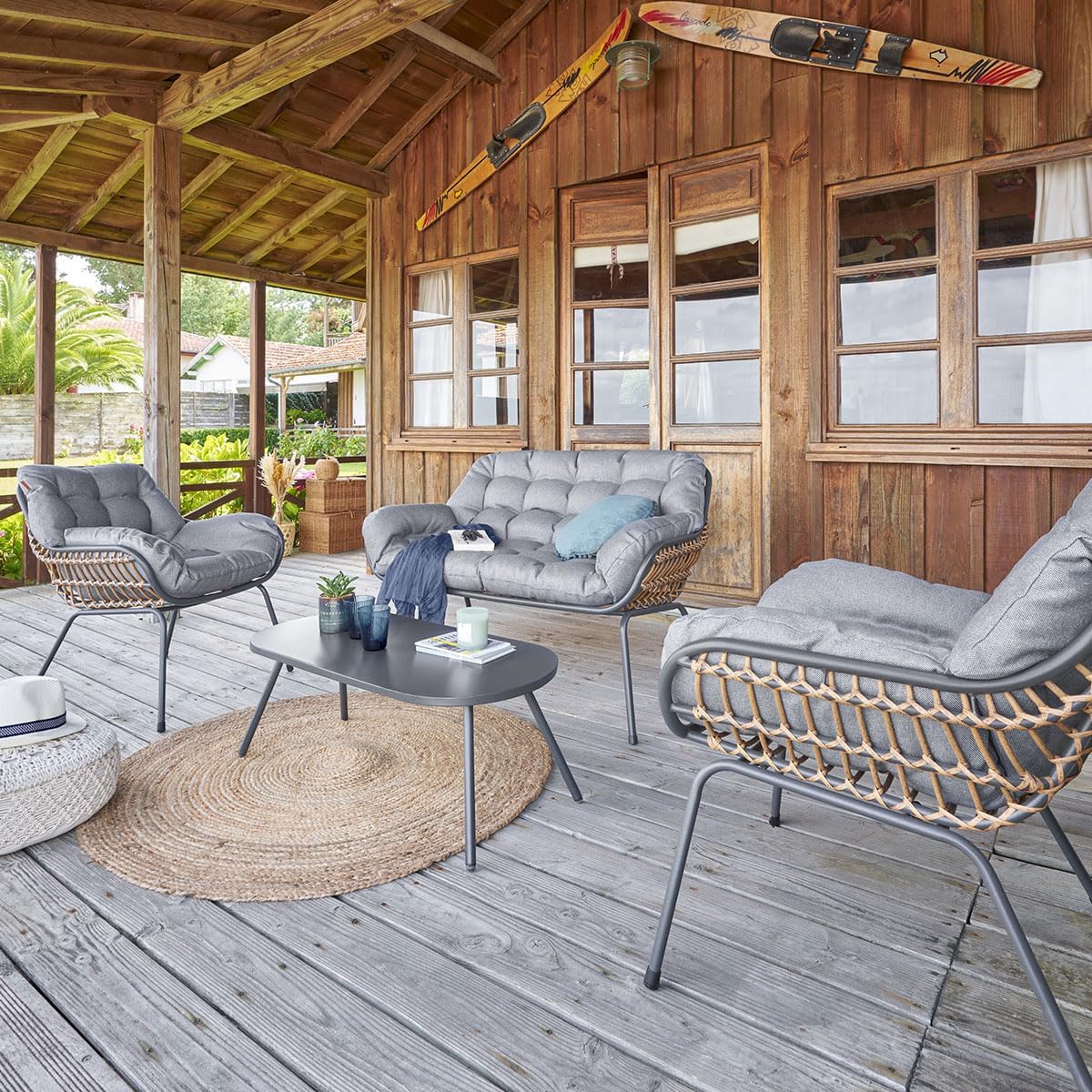 bleujardin - Paopao graphite 4 places - jardin - anti-rouille, coussins confortables