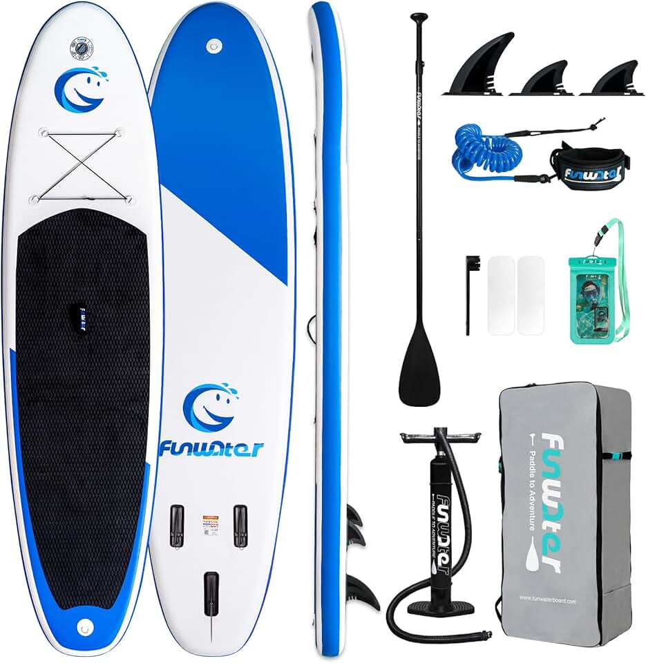 bleujardin Planche Sup Gonflable Tous Niveaux Idéale Débutants et Famille Plateforme Anti Dérapante EVA Pack Complet avec Pagaie Réglable Pompe et Accessoires