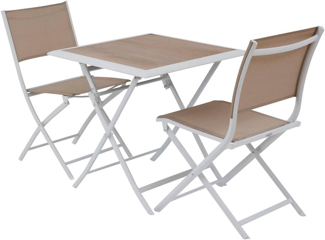 bleujardin - Azua - 70x70 cm - table pliante 2 places aluminium Blanc