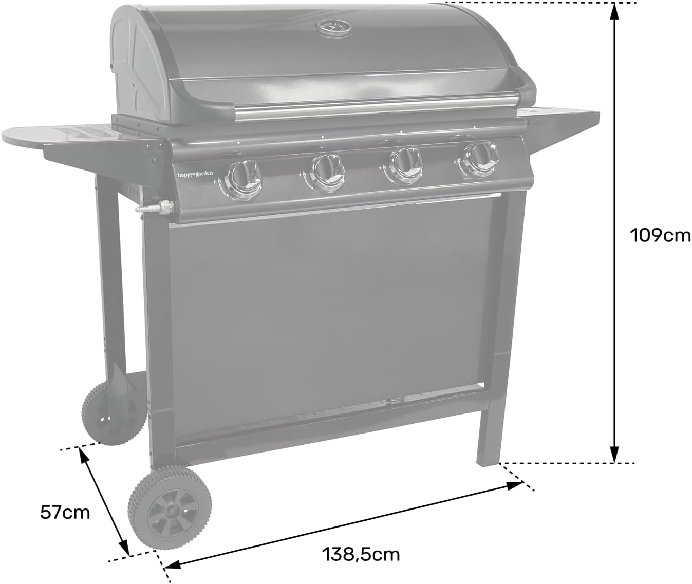 bleujardin - Barbecue gaz RENO - 4 brûleurs 14kW avec thermomètre