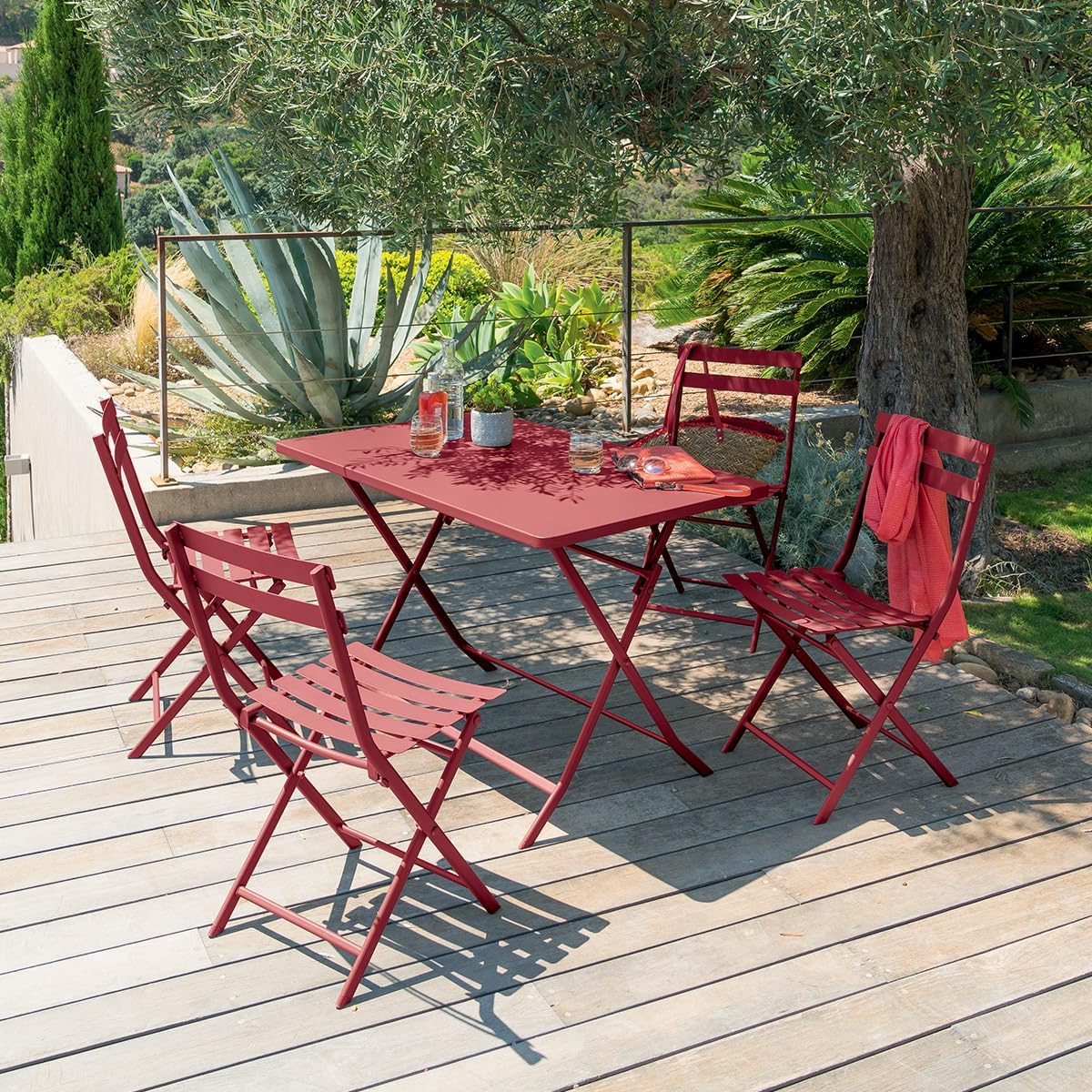 bleujardin - Greensboro - 110x70 cm - Table pliante acier 4 places, traitement epoxy antirouille