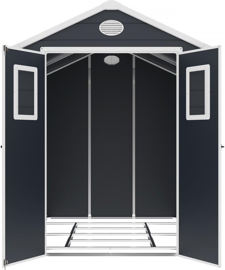 bleujardin - Abri de Jardin Résine Texas 5.23 m² Anthracite - Ancrages Intérieurs - Antirouille/Anti-UV
