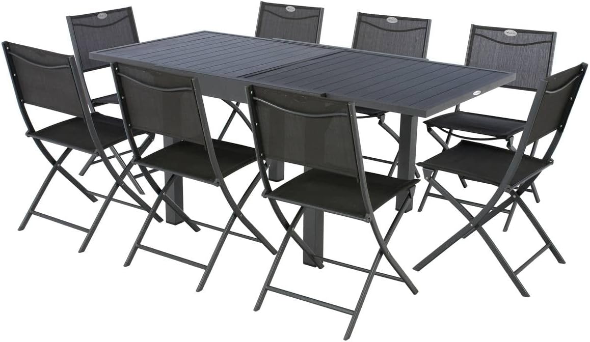 bleujardin - Piazza extensible - 180/240x90 cm - alu gris, 8 places