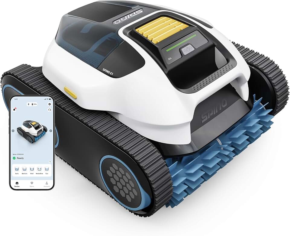 bleujardin E1 (2026 Nouveau) Robot Piscine, Parois, Sol et Ligne d’Eau, Puissance 21950 LPH, Autonomie 210 Min, 5-en-1 Mode, Navigation SmartArc et Contrôle App, pour Piscine Jusqu’à 150 m² Certifié ClimatePartner