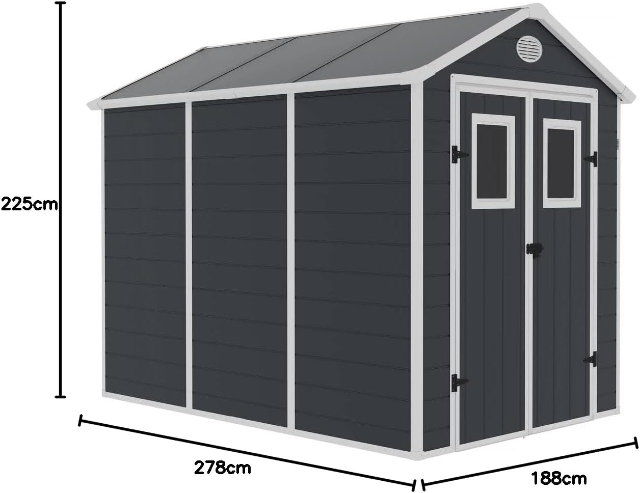 bleujardin - Abri de Jardin Résine Texas 5.23 m² Anthracite - Ancrages Intérieurs - Antirouille/Anti-UV