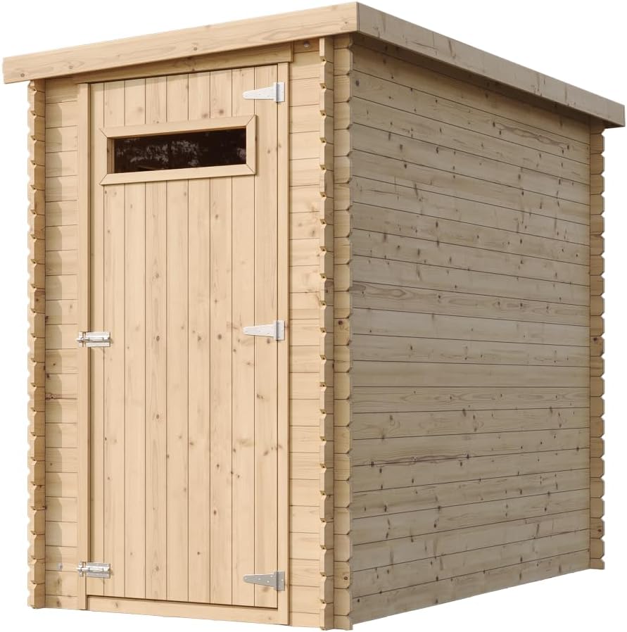 Abri de Jardin en Bois, Petite fenêtre, avec Sol TRAITÉ- Stockage extérieur l239xL144xH198 cm/2.63 m2 - Petit abri à Outils, Local à vélos - Toit imperméable, fenêtres bleujardin M306A+M306G