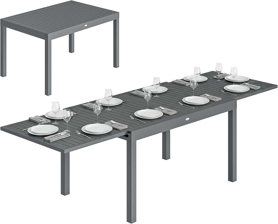 bleujardin - Table Jardin Extensible - 135-270cm - Aluminium, 6-10 pers.