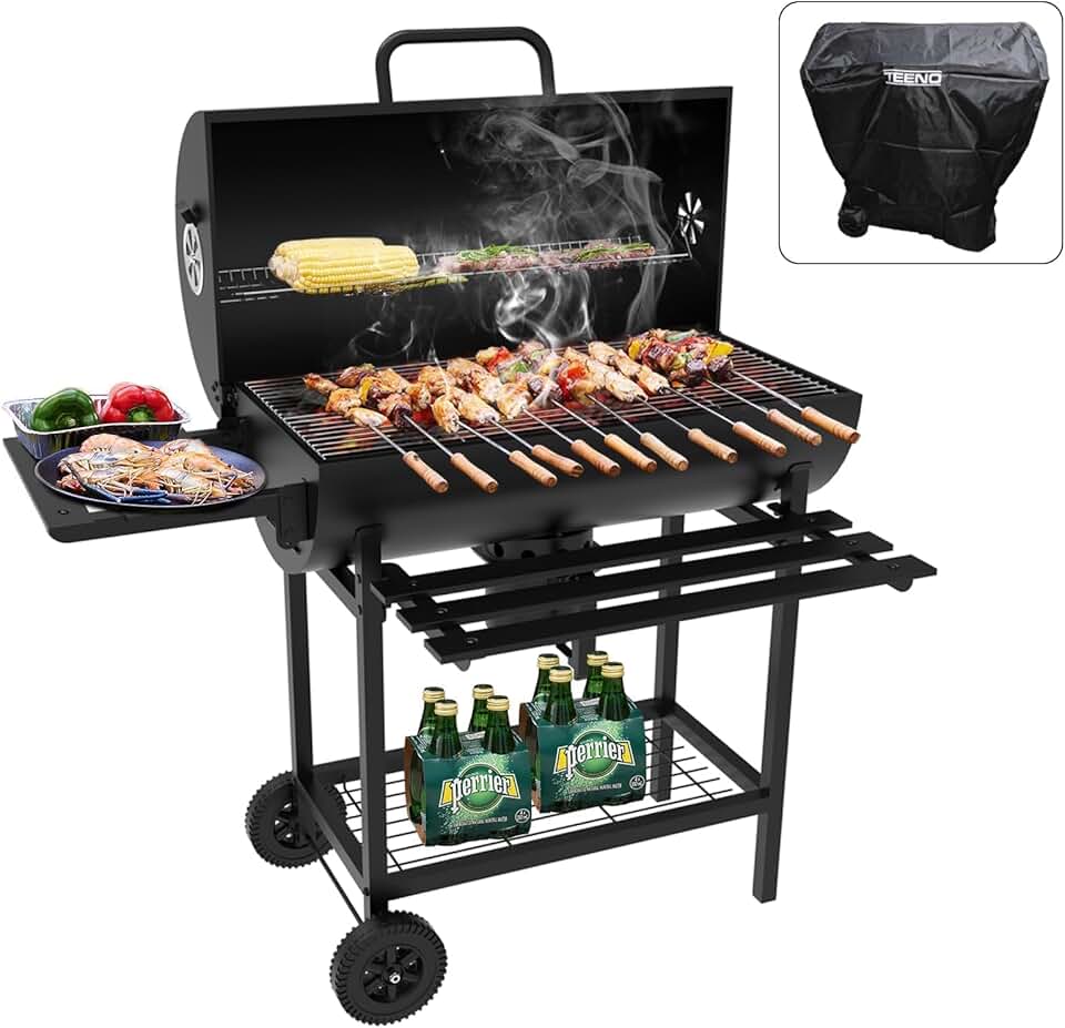bleujardin - barbecue boule XXL - deux étagères, évent réglable, housse.