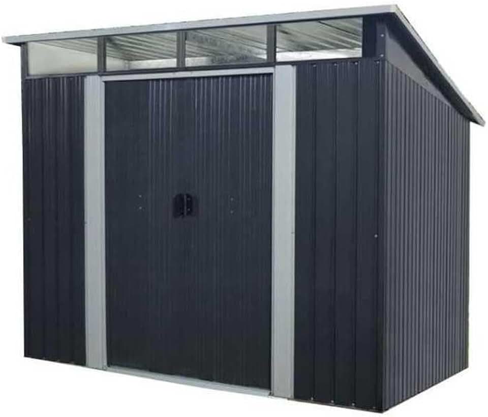 bleujardin Abri de Jardin en métal 4,59m² - 2 Portes coulissantes - Gris Anthracite