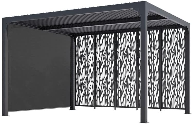 Pergola bioclimatique aluminium gris 10.80m², lames orientables PER36M30RBI
