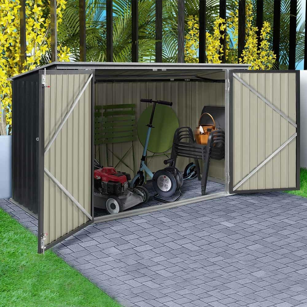 bleujardin - Abri de jardin métal 210x105x130cm - toit ouvrant, double porte, rangement vélos