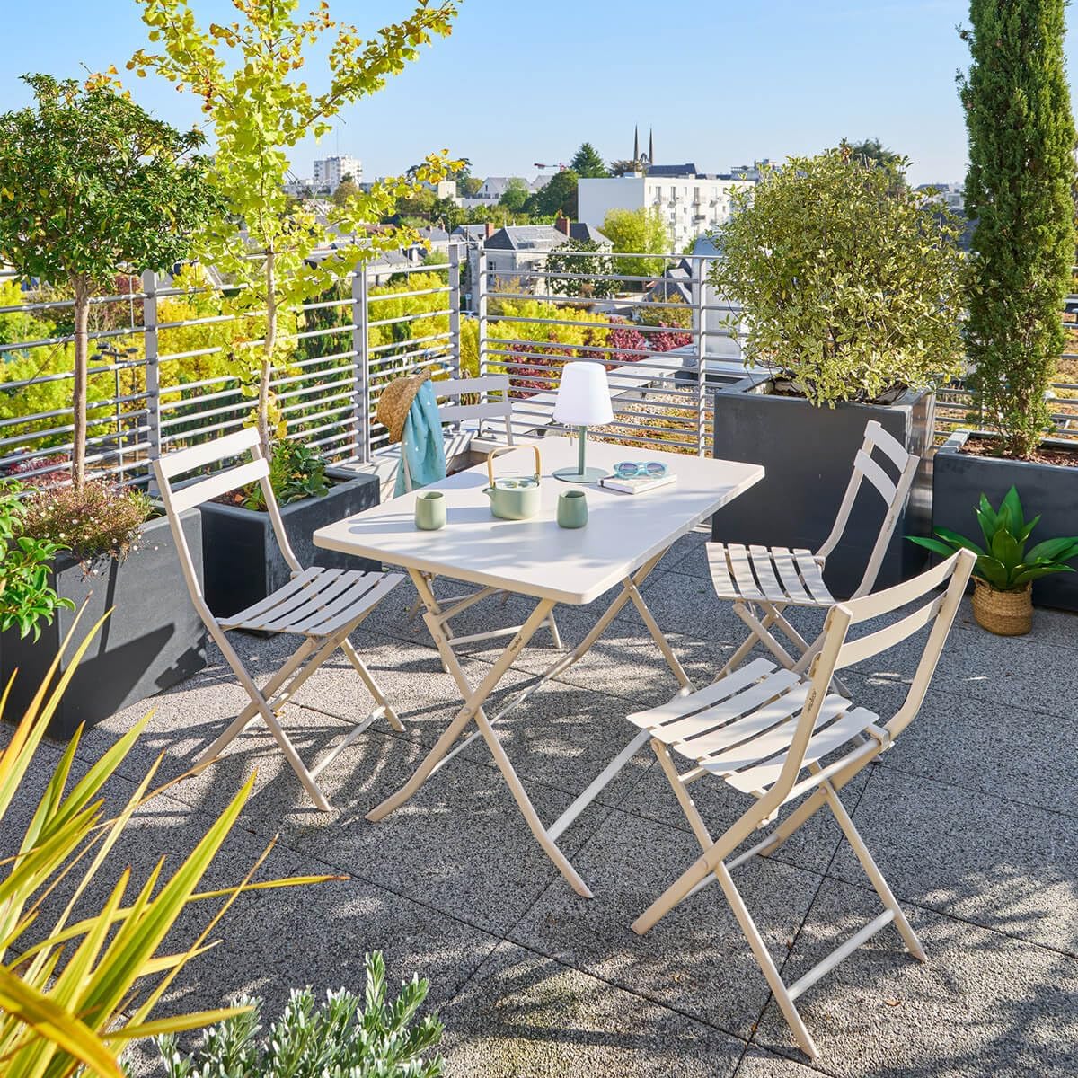 bleujardin - Greensboro pliante rectangle 4 places - acier renforcé - 110x70 cm
