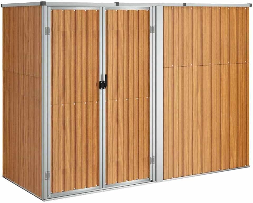 bleujardin Abri à Outils de Jardin Remise de Stockage Organisateur d'Outils Cabane de Rangement Extérieur Marron 225x89x161 cm Acier Galvanisé