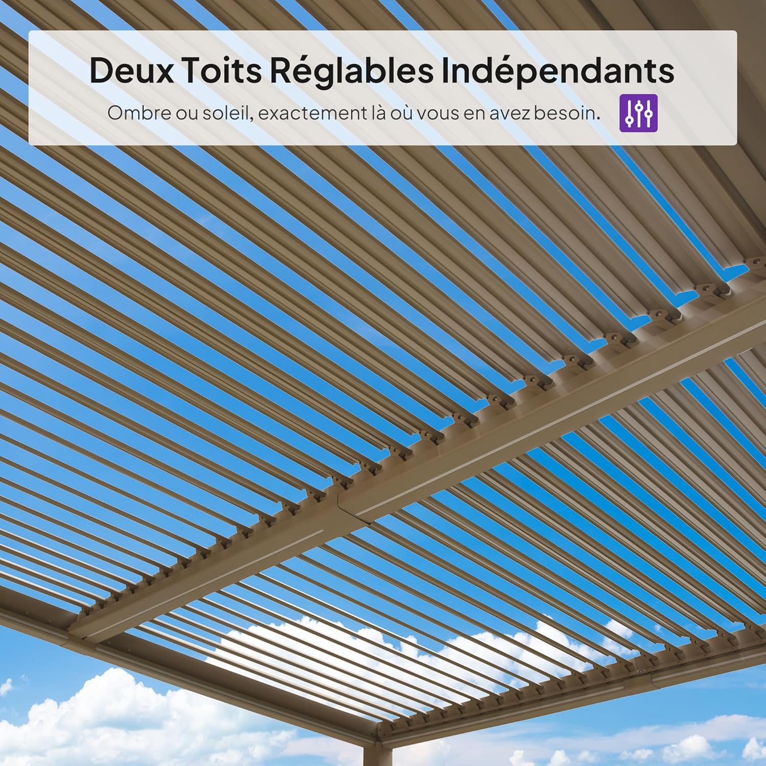 bleujardin - pergola bioclimatique LED - 3x3,65m - alu, lames orientables, étanche