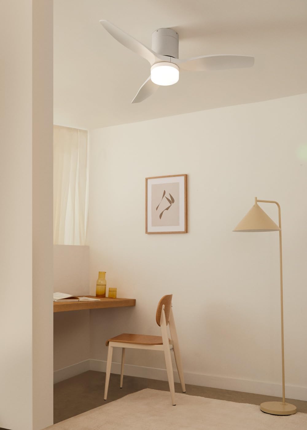 CREATE / WINDCALM S/Ventilateur de plafond ABS avec lumière blanc avec contrôleur et télécommande / 40W, Silencieux, Ø112 cm, 6 vitesses, 3 températures de lumière, minuterie, fonction été-hiver
