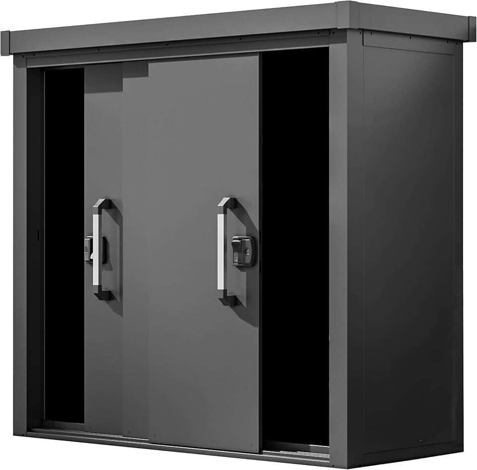 GFP bleujardin Armoire de Jardin en métal 180x78x161 cm Abris de Jardin Anthracite, Plancher Inclus
