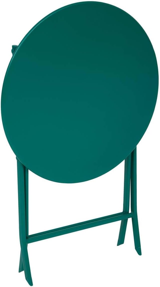 bleujardin - Greensboro - Ø60cm - Table ronde pliante acier vert opale