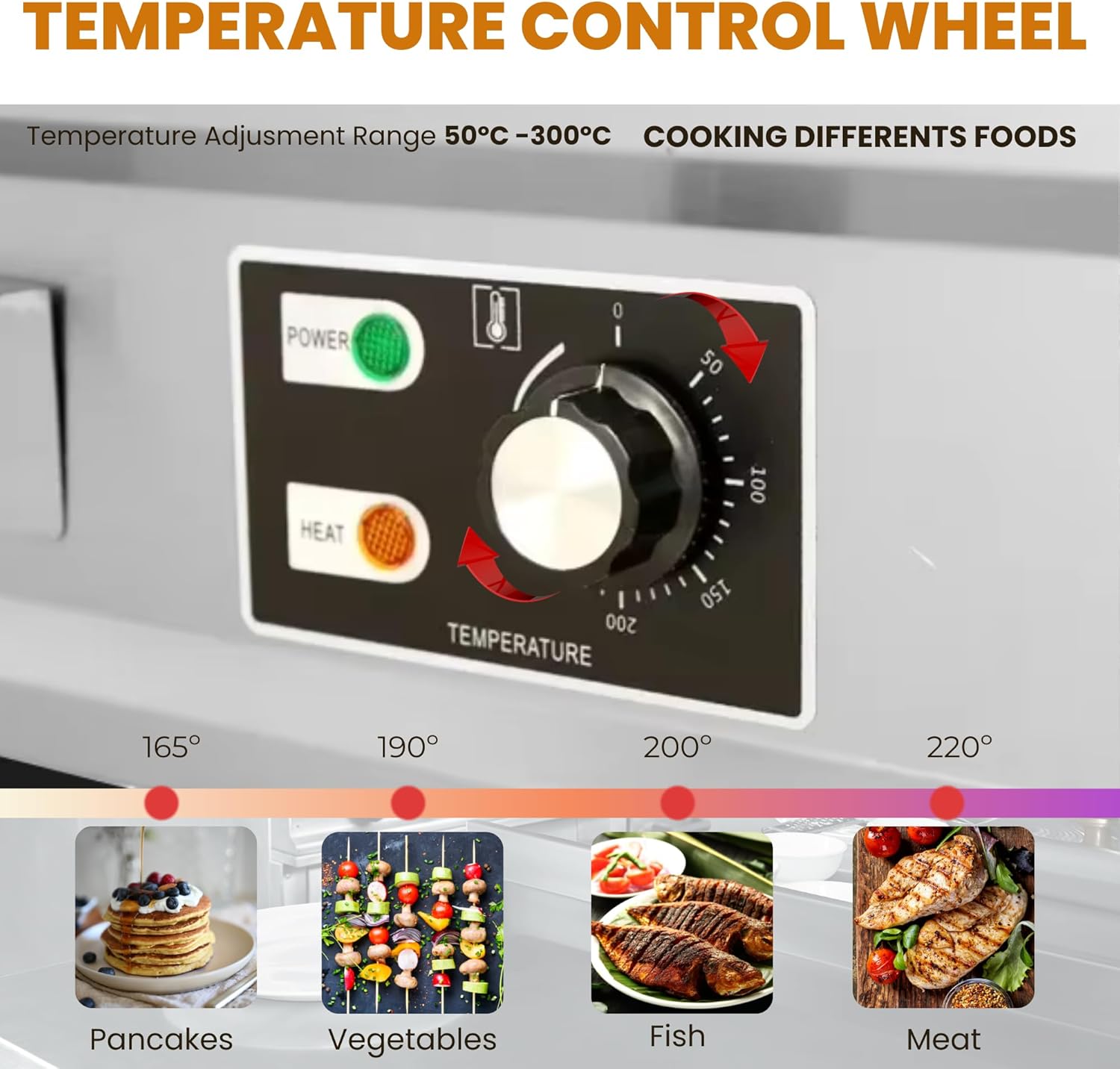 Plancha électrique - 66x44cm inox, thermostat jusqu'à 300°C, 3500W