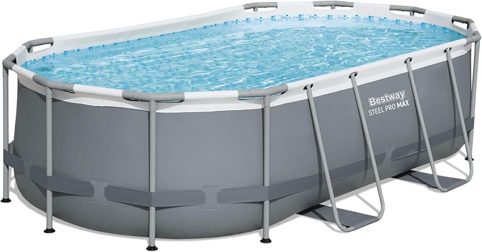 bleujardin - Steel Pro Max - 427x250x100 cm - piscine hors sol, gris
