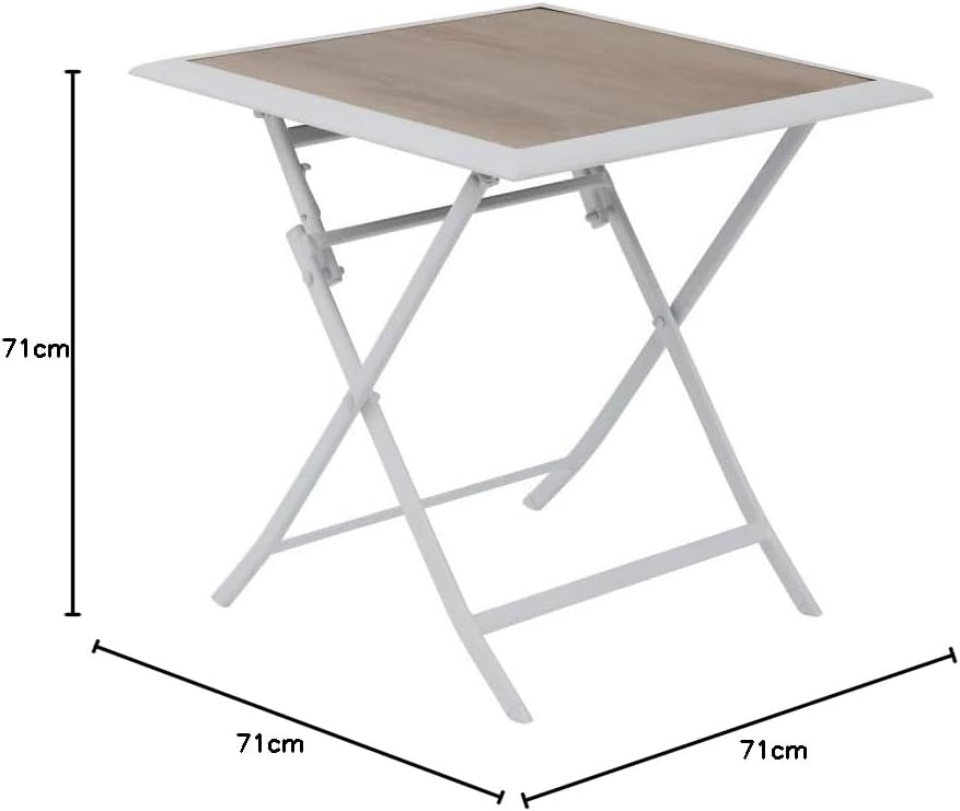 bleujardin - Azua - 70x70 cm - table pliante 2 places aluminium Blanc