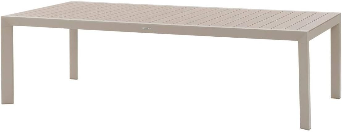 bleujardin - Évasion - table jardin alu 12 places effet bois lin argile