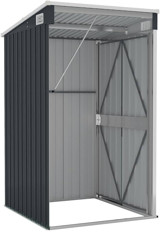 bleujardin Remise de Jardin Murale Anthracite 118x100x178 cm Acier,Structures extérieures, Cabanes & abris de Jardin,316219