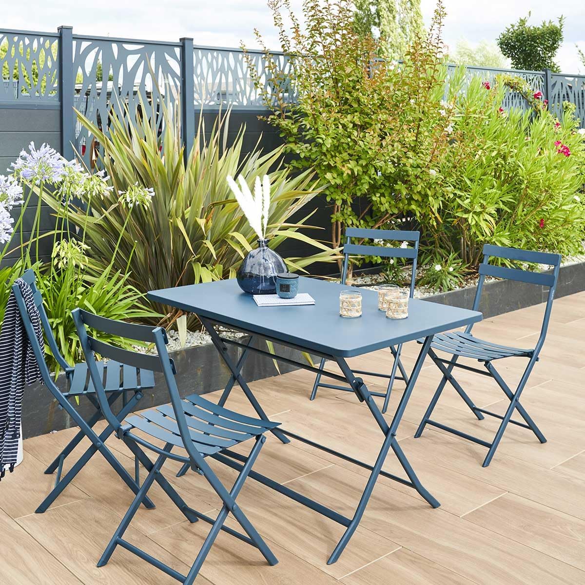bleujardin - Greensboro - table de jardin pliante 4 places acier époxy antirouille