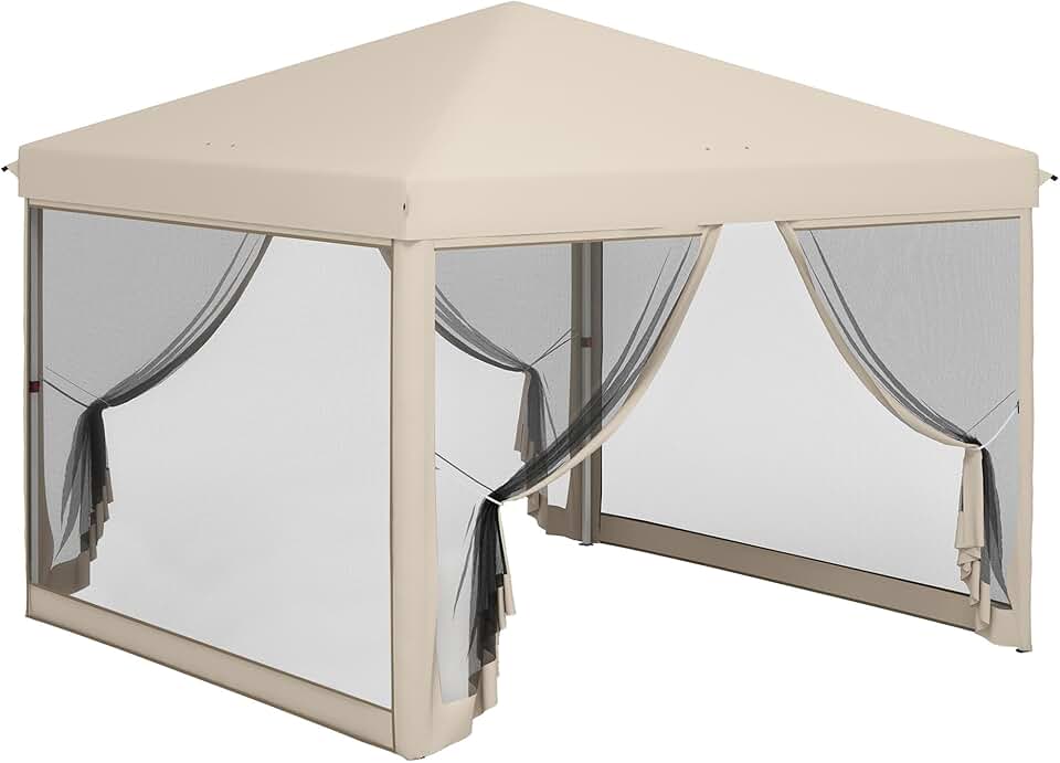 bleujardin - tonnelle pliante Style Colonial 3x3x2,65m, moustiquaires, sac