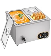 bleujardin Bain Marie Électrique en Acier Inoxydable Chauffe-Plats Buffet, 1X 1/3 GN Récipients + 2X...