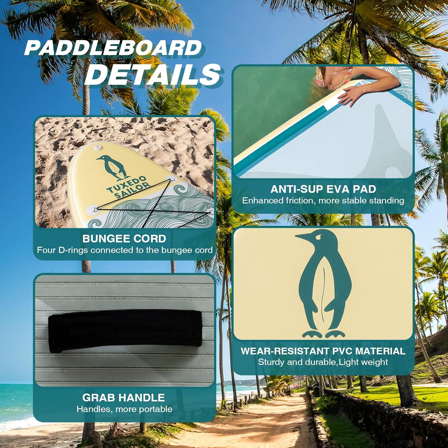 bleujardin - Paddle gonflable adulte - planche SUP avec accessoires complets