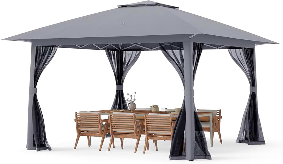 bleujardin - tonnelle pliante série 4x4 m - moustiquaire, tissu anti-UV, cadre métal