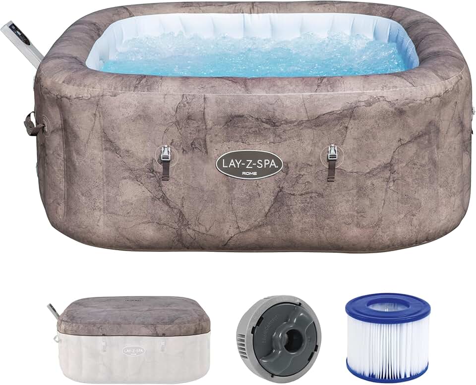 bleujardin - Rome MaxHold EnergySense UltraFit - 180x180x71cm - spa carré 6 places, effet marbre, AirJet SP018