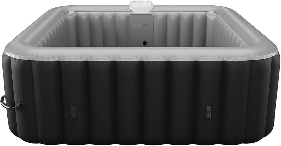 bleujardin - Spa Gonflable carré 6 Places - L185 x P185 x H65 cm - 140 Buses d'air - Noir et Gris - B-Cosy II