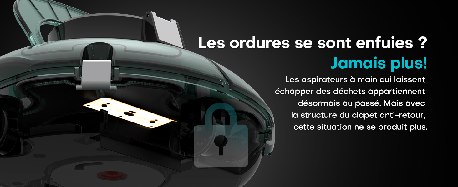 Image promotionnelle foncée avec texte français sur l'élimination des déchets, montrant une illustration simplifiée d'un composant mécanique.