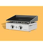 Plancha Gaz Emaillée 2 Feux 5 kw - Anti-adhésive et nettoyage facile - bleujardin modèle GASPACHO