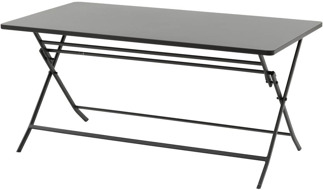 bleujardin - Greensboro - 150x90 cm - Table pliante acier renforcé 6 places, gris graphite
