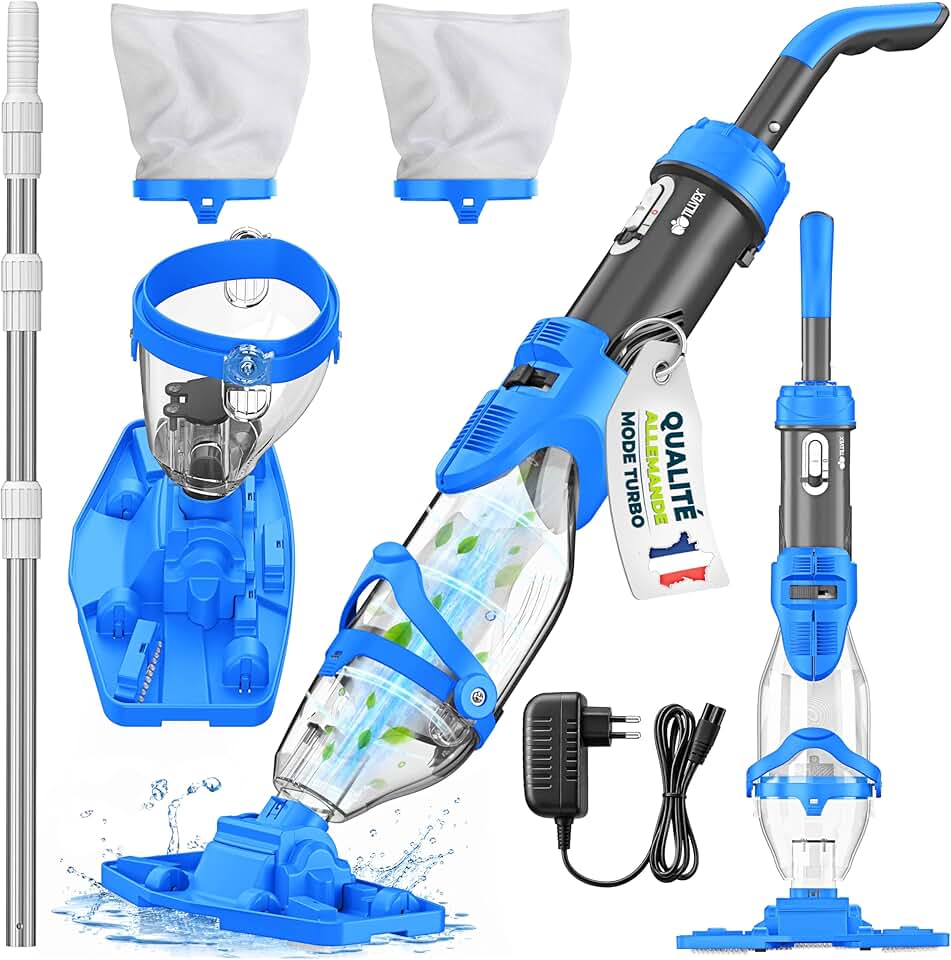 bleujardin - Aspirateur piscine électrique - manche télescopique, filtre, autonomie 60min