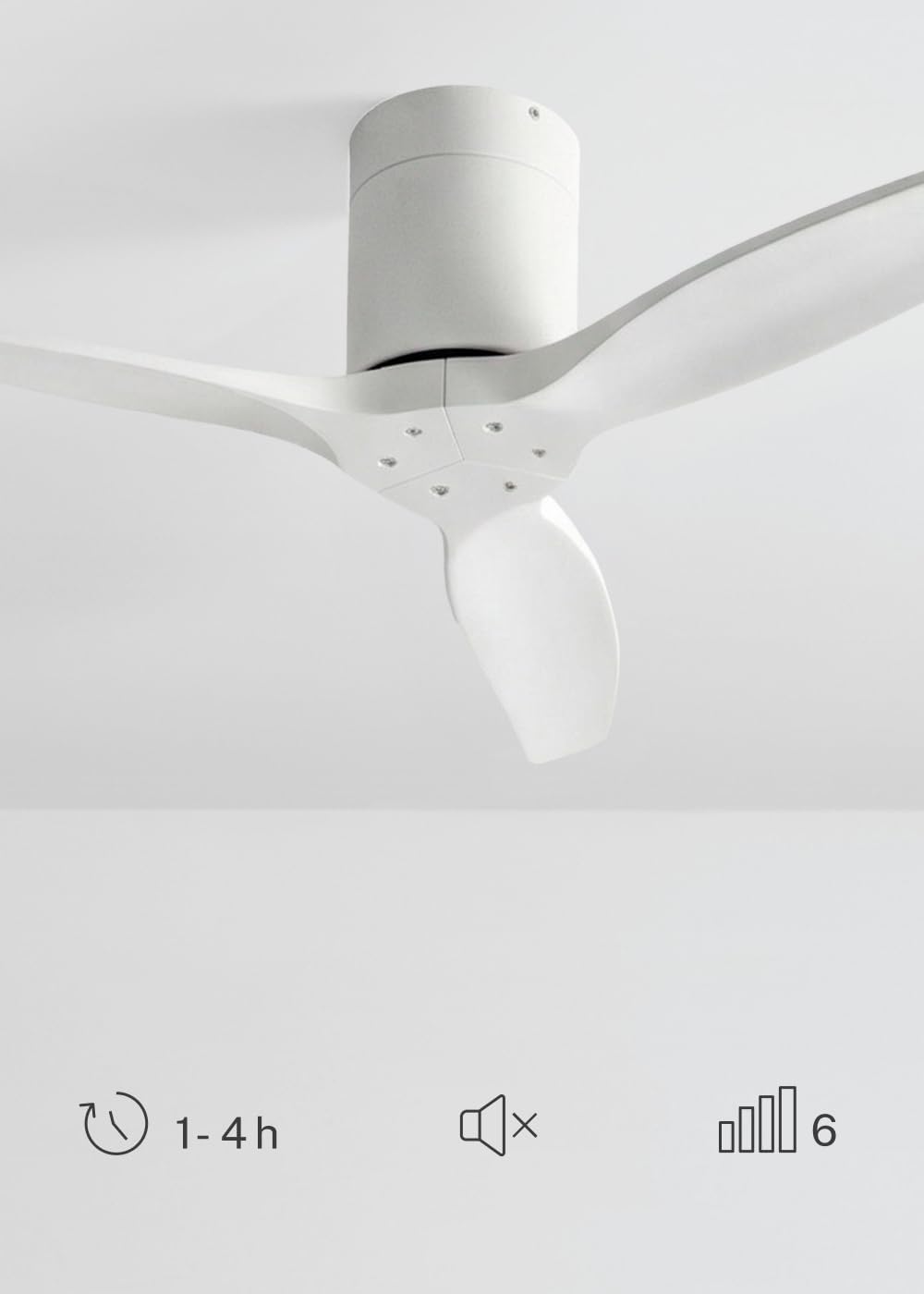 CREATE WINDCALM S Ventilateur de plafond ABS blanc avec télécommande, 40 W, silencieux, Ø112 cm, 6 vitesses, minuteur, fonction été/hiver