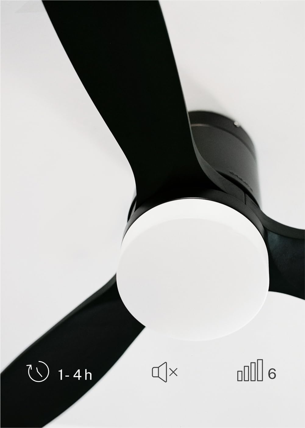 CREATE / WINDCALM S/Ventilateur de plafond ABS avec lumière noir avec Wifi et télécommande / 40W, Silencieux, Ø112 cm, 6 vitesses, 3 températures de lumière, minuterie, fonction été-hiver