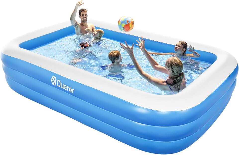 bleujardin - Piscine Gonflable Rectangulaire - 305x182x56cm - Familiale bleu, été, extérieur