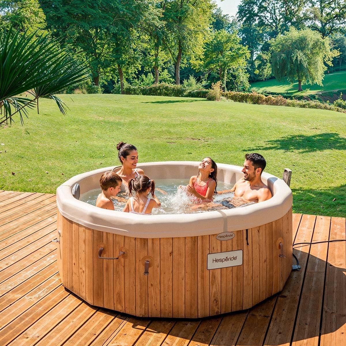 bleujardin - Spa Nordik Ø190 cm - 5-7 pers, 180 jets, WiFi connecté, effet bois