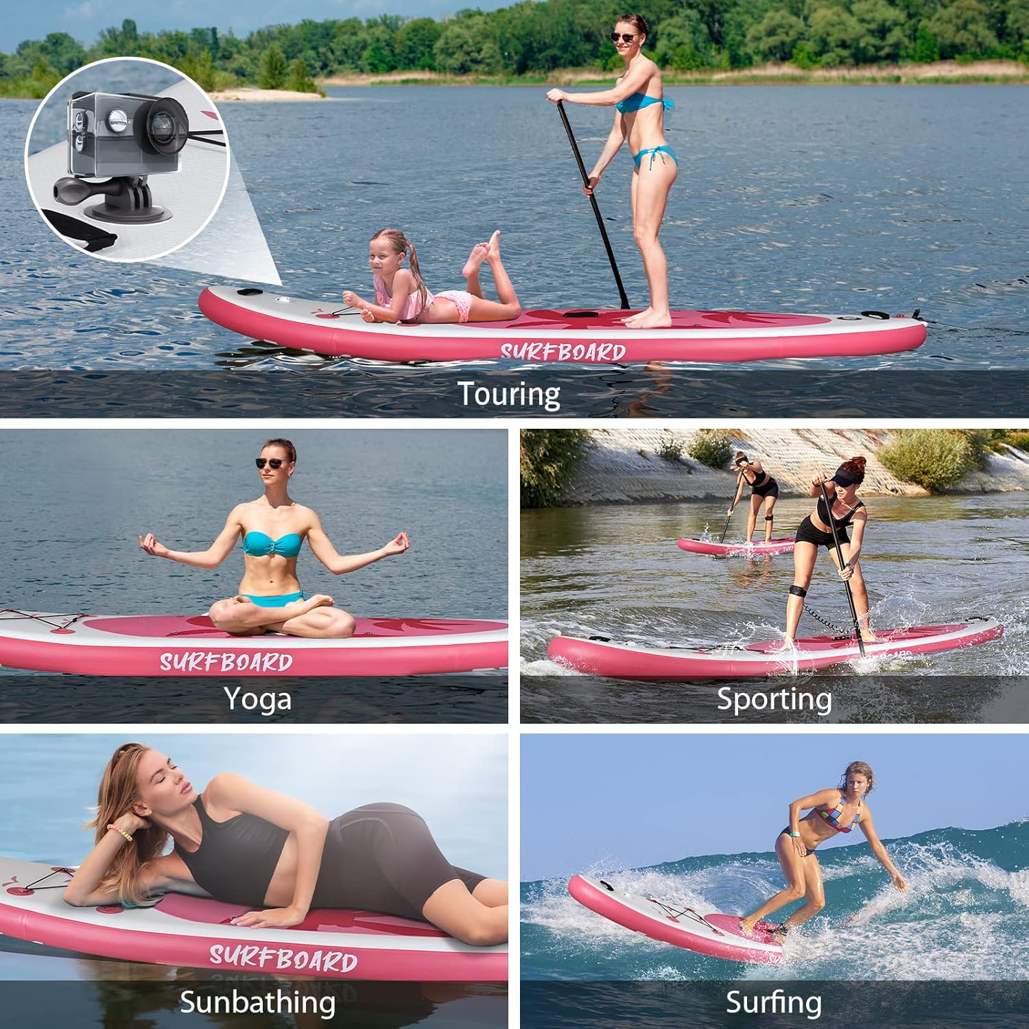 bleujardin - Paddle gonflable adulte - 320/335cm - 2 places, siège kayak, pagaie alu, support caméra, pompe, 150kg